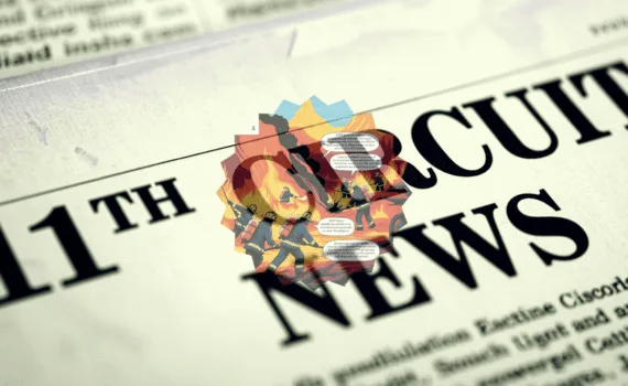 11th Circuit AFFF News headline featuring firefighters spraying foam on flames