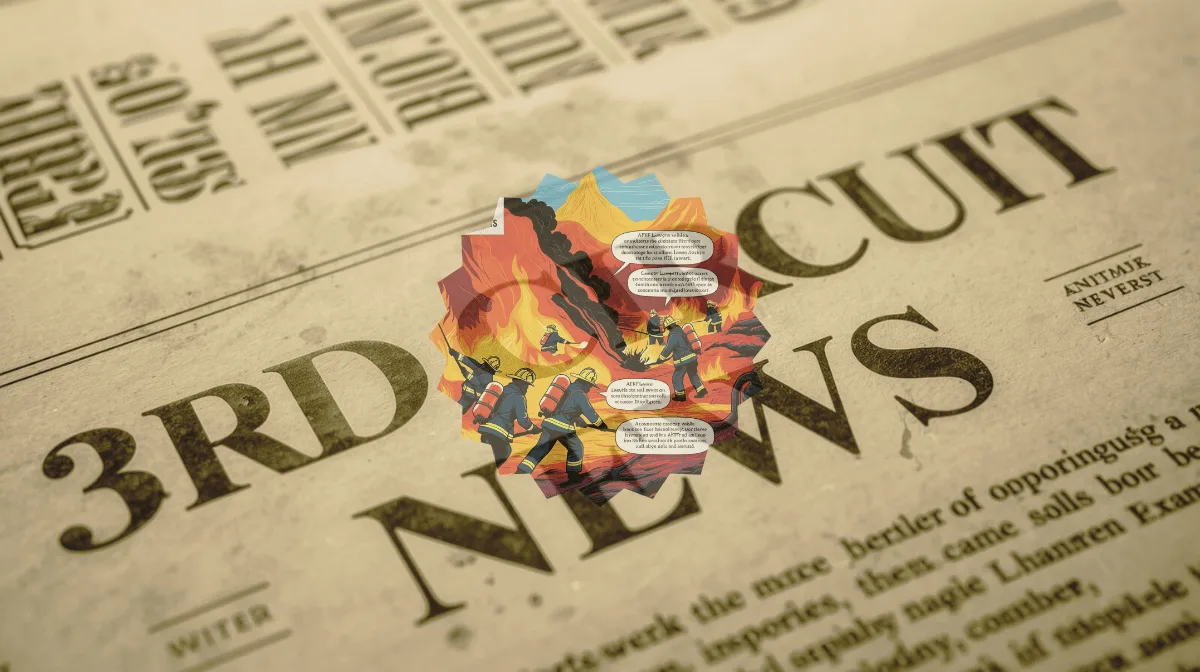 3rd Circuit AFFF News headline featuring firefighters spraying foam on flames