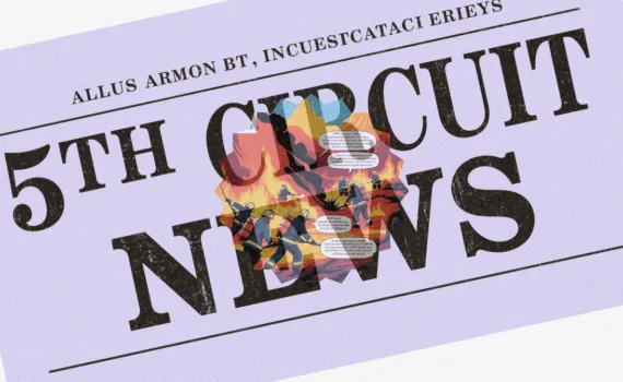 5th Circuit AFFF News headline featuring firefighters spraying foam on flames