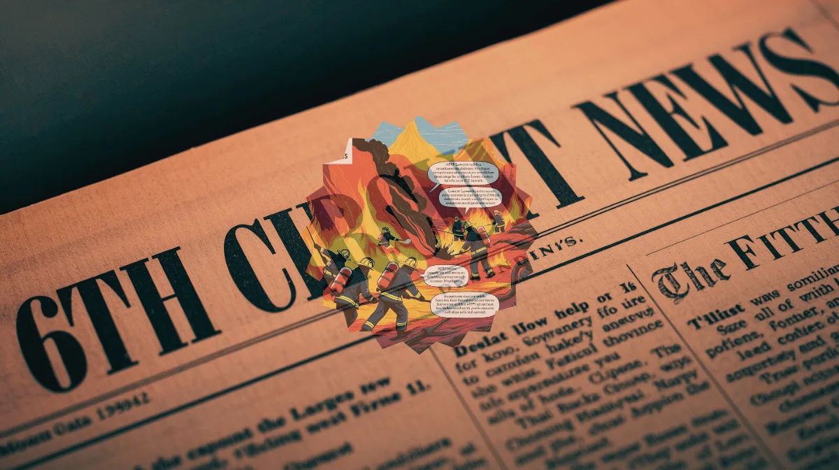 6th Circuit AFFF News headline featuring firefighters spraying foam on flames